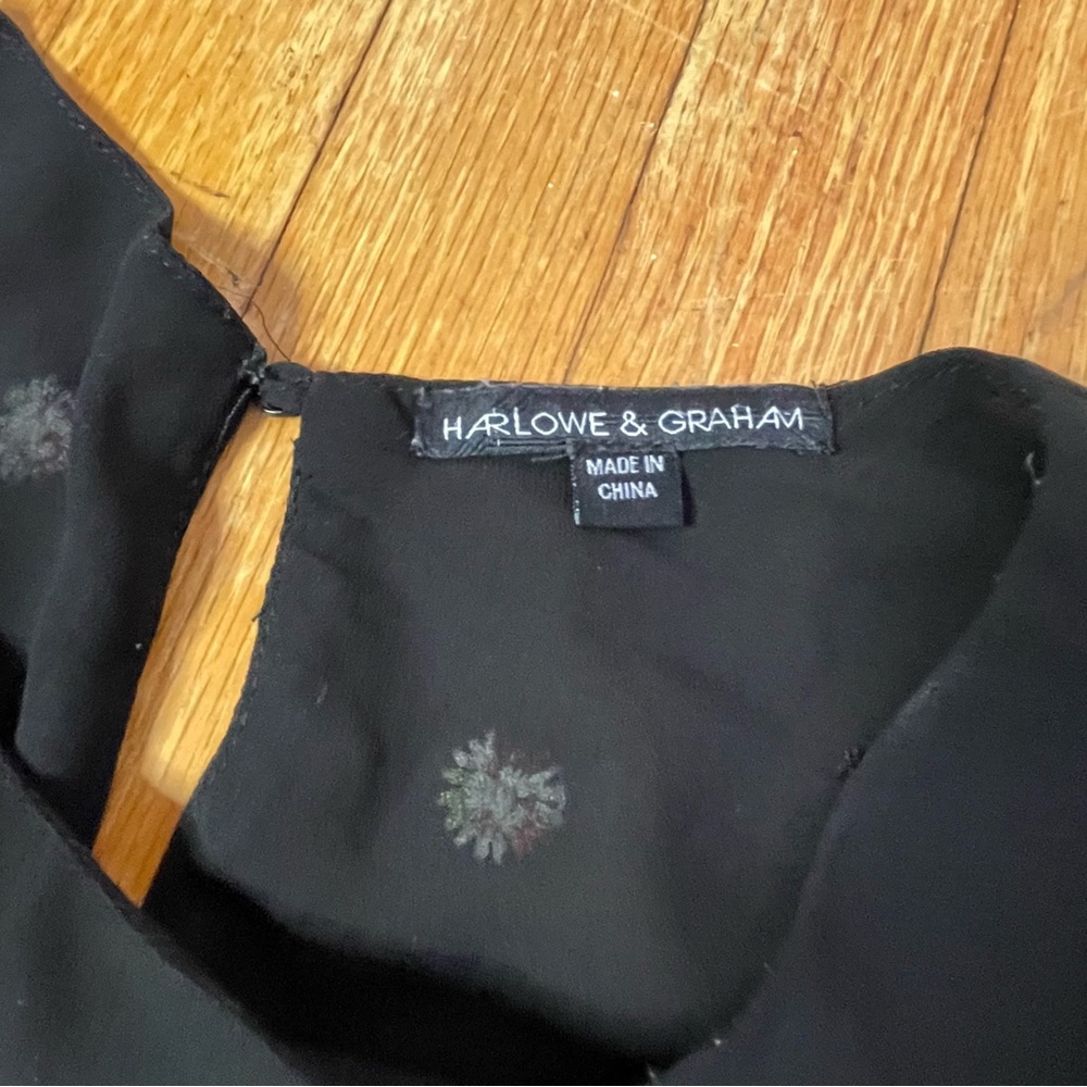 Harlowe and Graham Embroidered Peplum Bell Sleeve Top Large - Picture 7 of 9